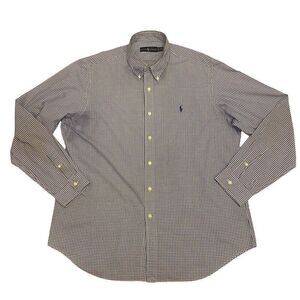 Ralph‎ Lauren Blue Plaid Long Sleeve Cotton Shirt Size XL